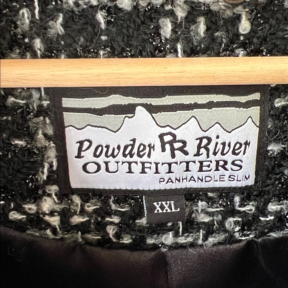Powder River Outfitters XXL Tweed Black Gray Zip Up Coat Jacket Wool Blend - Picture 3 of 11